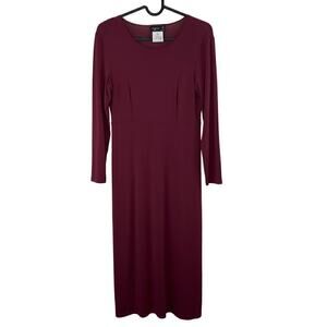 Agnes B. Slinky Stretch Jersey Parisian Midi Dress Size 1 / US 4 Cherry Wine Red